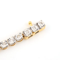 10k Yellow Gold Women 0.8CTW Baguette Diamond Heart Tennis Bracelet 7.6g 7Inch