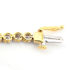 10k Yellow Gold Women 0.8CTW Baguette Diamond Heart Tennis Bracelet 7.6g 7Inch