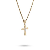 Two Tone 1/10th 10k Gold Bonded 925 Silver Diamond Cut Cross Pendant 0.7gm Charm
