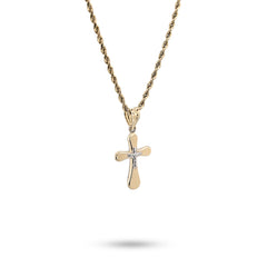 Two Tone 1/10th 10k Gold Bonded 925 Silver Diamond Cut Cross Pendant 0.7gm Charm