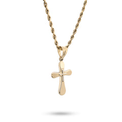 Two Tone 1/10th 10k Gold Bonded 925 Silver Diamond Cut Cross Pendant 0.7gm Charm