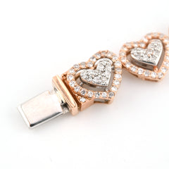 9.4gms 10k Rose Gold 2.1CTW Natural Diamond 7In Heart Tennis Bracelet For Womens