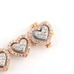 9.4gms 10k Rose Gold 2.1CTW Natural Diamond 7In Heart Tennis Bracelet For Womens