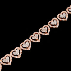 9.4gms 10k Rose Gold 2.1CTW Natural Diamond 7In Heart Tennis Bracelet For Womens