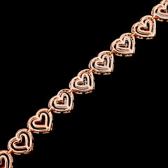 9.4gms 10k Rose Gold 2.1CTW Natural Diamond 7In Heart Tennis Bracelet For Womens
