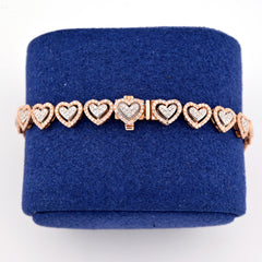 9.4gms 10k Rose Gold 2.1CTW Natural Diamond 7In Heart Tennis Bracelet For Womens