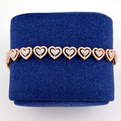 9.4gms 10k Rose Gold 2.1CTW Natural Diamond 7In Heart Tennis Bracelet For Womens