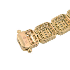 10k Yellow Gold 8CTW Round/Baguette Diamond Cluster Link Bracelet 21.3g 8.5 Inch
