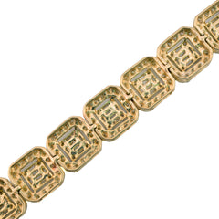 10k Yellow Gold 8CTW Round/Baguette Diamond Cluster Link Bracelet 21.3g 8.5 Inch