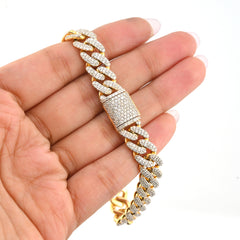 10k Yellow Gold Men 5.35CTW Natural Diamond Cuban Bracelet 32g 8 Inch Armlet
