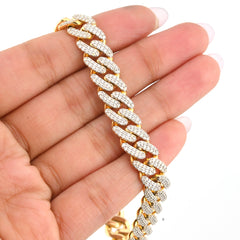10k Yellow Gold Men 5.35CTW Natural Diamond Cuban Bracelet 32g 8 Inch Armlet