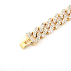 10k Yellow Gold Men 3.7CTW Natural Diamond Cuban Bracelet 16.4g 8 Inch Armlet