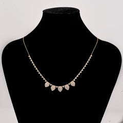 5.4gms 10k Yellow Gold 2CT Diamond Teardrop Baguette Charm Tennis Necklace Chain