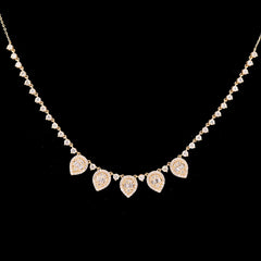 5.4gms 10k Yellow Gold 2CT Diamond Teardrop Baguette Charm Tennis Necklace Chain