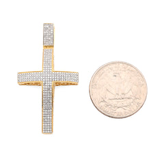 10k Yellow Gold 0.5CTW Natural Diamond Unisex Cross Pendant 6.3g Religious Charm