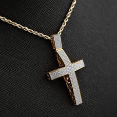 10k Yellow Gold 0.5CTW Natural Diamond Unisex Cross Pendant 6.3g Religious Charm