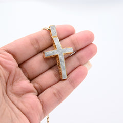 10k Yellow Gold 0.5CTW Natural Diamond Unisex Cross Pendant 6.3g Religious Charm