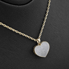Real 10k Yellow Gold 0.45CTW Natural Diamond Heart Pendant 3.5g Womens Charm