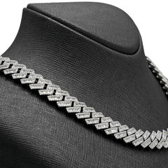 12MM 10k White Gold 16-5/8CTW Diamond Cuban Mens Necklace 165gms 22Inch Chain