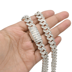 12MM 10k White Gold 16-5/8CTW Diamond Cuban Mens Necklace 165gms 22Inch Chain