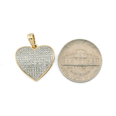 Real 10k Yellow Gold 0.45CTW Natural Diamond Heart Pendant 3.5g Womens Charm