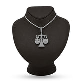 925 Sterling Silver 2.4 CTW Natural Diamond Libra Scale Pendant 16.9g Charm