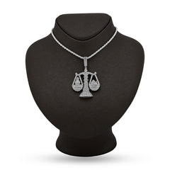 925 Sterling Silver 2.4 CTW Natural Diamond Libra Scale Pendant 16.9g Charm