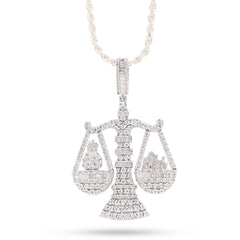 925 Sterling Silver 2.4 CTW Natural Diamond Libra Scale Pendant 16.9g Charm