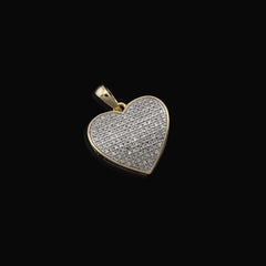 Real 10k Yellow Gold 0.45CTW Natural Diamond Heart Pendant 3.5g Womens Charm