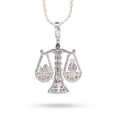 925 Sterling Silver 2.4 CTW Natural Diamond Libra Scale Pendant 16.9g Charm