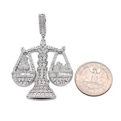 925 Sterling Silver 2.4 CTW Natural Diamond Libra Scale Pendant 16.9g Charm