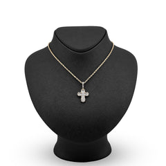 10k Yellow Gold Cross Pendant 0.43CTW Natural Round/Baguette Diamond 4gms Charm