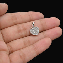 10k White Gold 0.25CTW Natural Baguette Diamond Heart Pendant 1.4g Ladies Charm