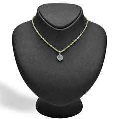 10k White Gold 0.25CTW Natural Baguette Diamond Heart Pendant 1.4g Ladies Charm