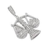 925 Sterling Silver 2.4 CTW Natural Diamond Libra Scale Pendant 16.9g Charm