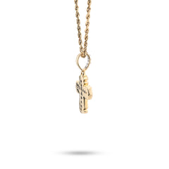 10k Yellow Gold Cross Pendant 0.43CTW Natural Round/Baguette Diamond 4gms Charm