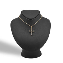 10k Yellow/White Gold 0.69CTW Natural Diamond Iced Out Cross Pendant 5.9g Charm