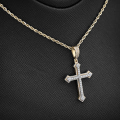 10k Yellow/White Gold 0.69CTW Natural Diamond Iced Out Cross Pendant 5.9g Charm