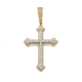 10k Yellow/White Gold 0.69CTW Natural Diamond Iced Out Cross Pendant 5.9g Charm