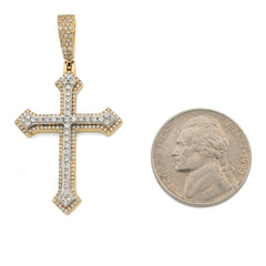 10k Yellow/White Gold 0.69CTW Natural Diamond Iced Out Cross Pendant 5.9g Charm