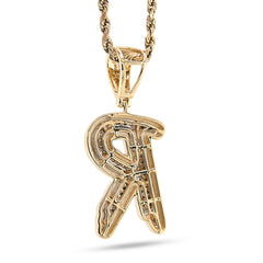 10k Yellow & White Gold 1 CTW Natural Diamond Initial "R" Pendant 4.7g Charm