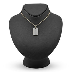 10k Yellow Gold 0.65CTW Natural Pave-Set Diamond Dog Tag Pendant 4.1g Mens Charm