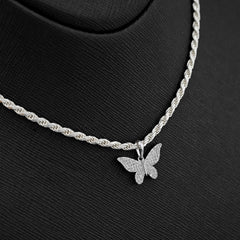 10k White Gold 0.26CTW Natural Diamond Butterfly Pendant 1.4g Womens Charm