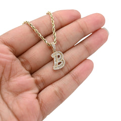 10k Yellow Gold 0.375CTW Natural Round/Baguette Diamond 1.6g Initial "B" Pendant
