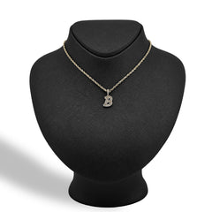 10k Yellow Gold 0.375CTW Natural Round/Baguette Diamond 1.6g Initial "B" Pendant