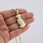 10k Yellow Gold Money Pouch Dollar Symbol Pendant 2.8g Classic Charm