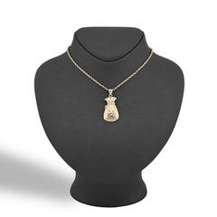 10k Yellow Gold Money Pouch Dollar Symbol Pendant 2.8g Classic Charm