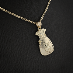 10k Yellow Gold Money Pouch Dollar Symbol Pendant 2.8g Classic Charm