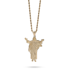 10k Yellow Gold Standing Jesus Pendant 3.1g Religious Charm For Unisex Adults