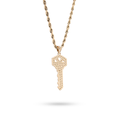 10k Yellow Gold Key Shaped Pendant 1.5g Classic Charm For Mens Womens
